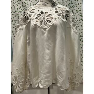 Jonathan Simkhai Sora Broderie Anglaise Puff Sleeve Top Large